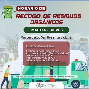 ♻️🚛 Horarios Oficiales de Recojo de Basura y Residuos Orgánicos en Huamancaca Chico 🚛♻️
