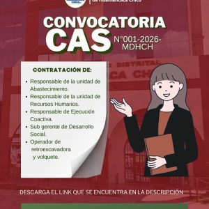 📢💼 Convocatoria Laboral – Municipalidad Distrital de Huamancaca Chico