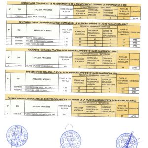 Resultados preliminares del CAS N° 001- 2026