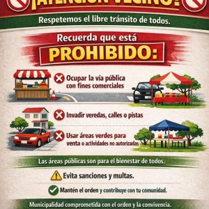 📢 ¡ATENCIÓN VECINO! Por una ciudad ordenada: Respetemos el Libre Tránsito y Evitemos Sanciones 🚶‍♂️🚫❌